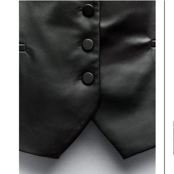 NWT ZARA TAILORED FAUX LEATHER VEST BLACK - Picture 3 of 5